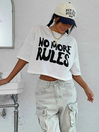 No More Rules Cotton Women's Crop T-Shirt