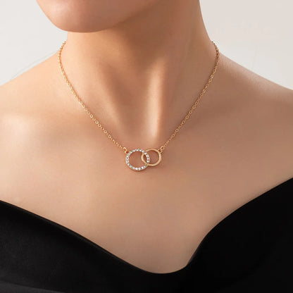 Double Circle Pendant Necklace Gold Color Necklaces for Women Fashion Thin Chain Minimalist Dainty on The Neck Jewelry