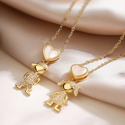 Luxury Gold-Plated Heart-Shaped Pendant Necklace for Boys And Girls Korean Trend Niche Anti Allergy Jewelry Gift