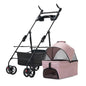 3 in 1 Dog Strollers 4 Wheels Folding Pet Stroller with Detachable Carrier  Breathable Visible Mesh Travel Carriers