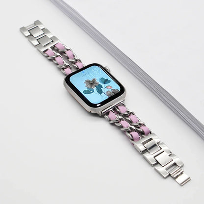 Apple Watch Woven-Accent Chain Bracelet Band