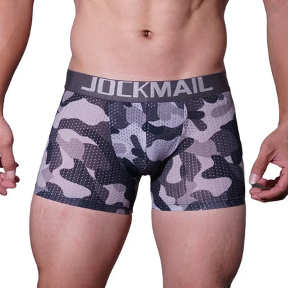Men's Sexy Ice Mesh Breathable Butt Lift Boxer Briefs Underwear,Comfy Padded Underwear Boxer with Hip Pad Buttocks Boxer Trunk