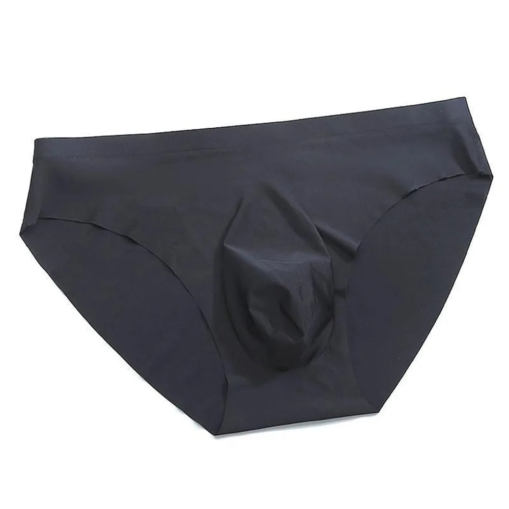 Sexy Men's Panties Ice Cool Breathable Semi Transparent Brief Solid Color Middle Waist Underwear Pump Man Bulge Pouch Briefs