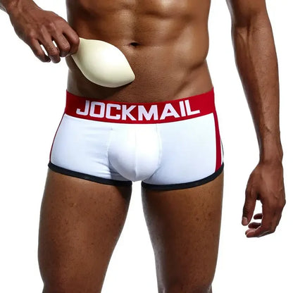 JOCKMAIL  Mens Underwear Boxers Bulge Enhancing with Push Up Cup Underwear Men Shorts Trunk Enlarge Mens Panties Underpants