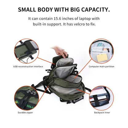 Portable Solar Backpack for Hiking Camping Outdoor Travel USB Charging Bag for Laptop Mobile Phone High Capacity Power Bank