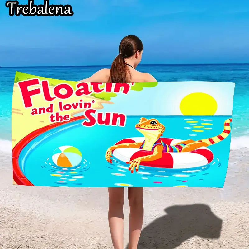 30*60inch Ultra-Soft Beach Towel with Gecko Floatin Lovin Sun Beach Towel Summer Fun