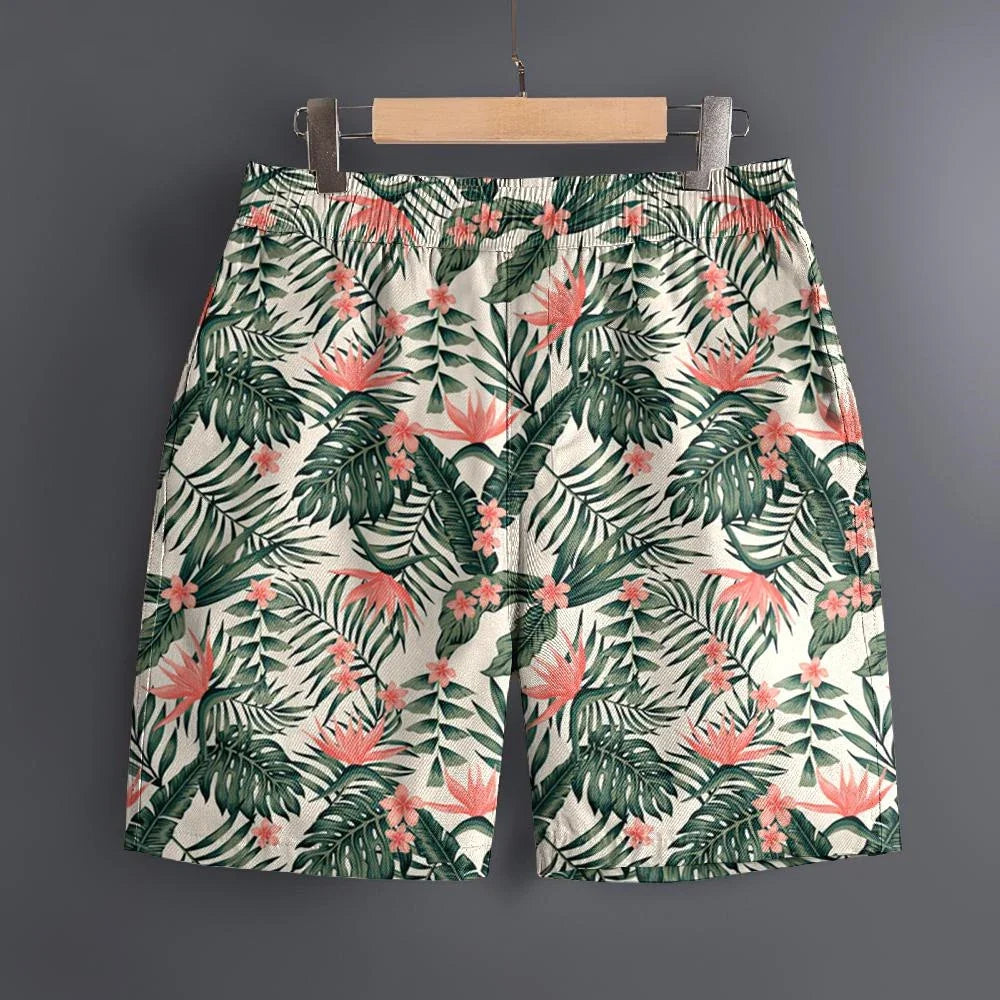 Men's Hawaiian 3D Summer Cool Leaf Pattern Beach Shorts Quick Dry Outdoor Leisure Sports Shorts Fashion Men's Shorts