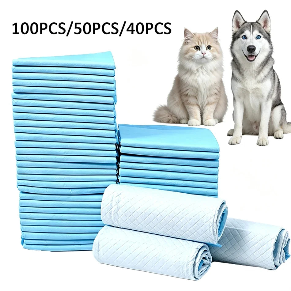 100/50/40/20PCS Absorbent Pet Pee Pads Disposable Dog Cat Training Pads Dry Clean Cushion Pet Supplies Pañales Para Mascotas