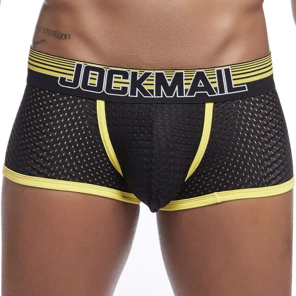Sexy Men Underwear Boxer Shorts New Trunks Mens Boxershorts Underware Boxers Funny  Low Waist Nylon Mesh Breathable Quick Drying