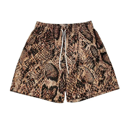 Men's Scale Printed Pattern Casual Shorts Boys Summer Cool Hawaiian 3D Printed Casual Swim Trunks Drawstring Surfboard Shorts