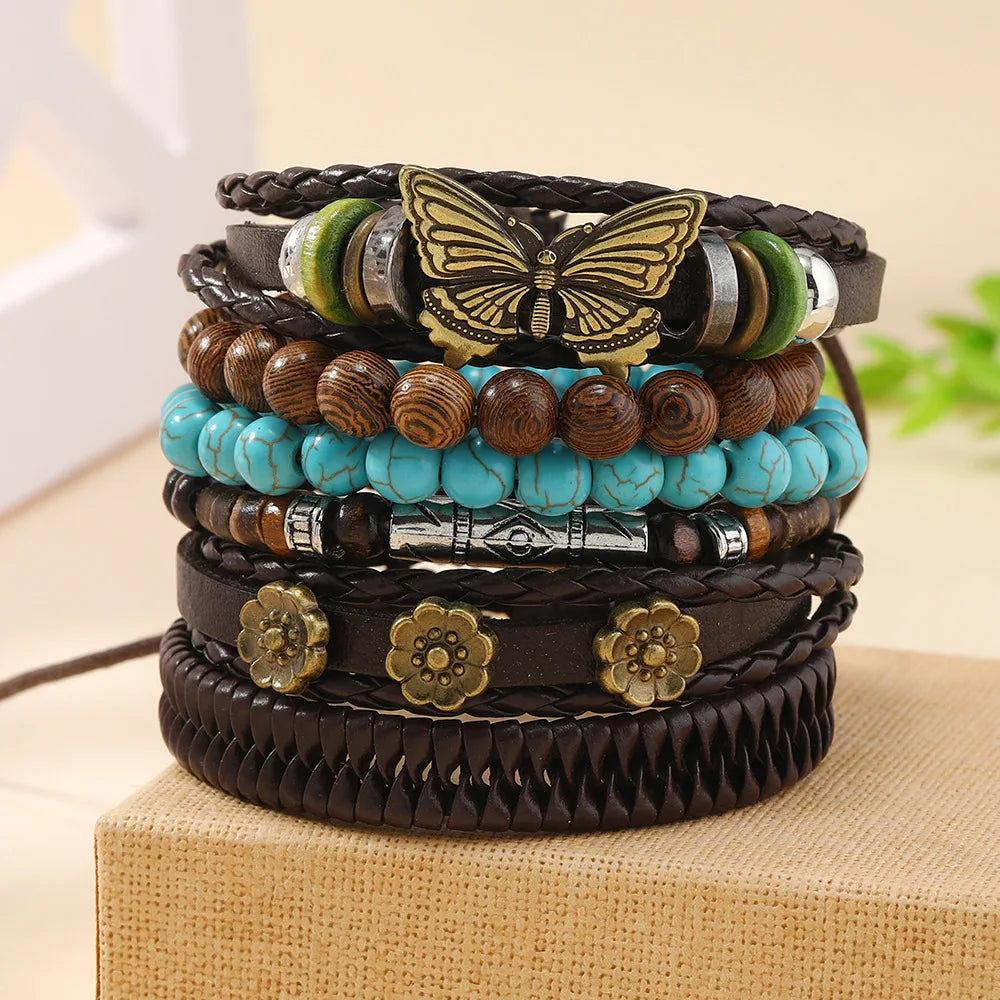 Vintage Casual 6 Pc/set Handmade Men Women Bracelets