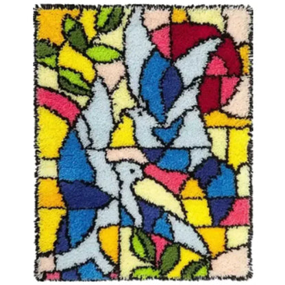 Latch Hook Rug Kit Crochet Carpet DIY Rug Crochet Yarn Kits Fashion Cartoon Pattern Gift Carpet Making Kit for Festival Carpet