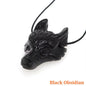 1.5" Wolf Head Stone Pendant Natural Healing Crystals Hand Carved Wolves Animal Statue Figurine Gems for Jewelry Making Necklace