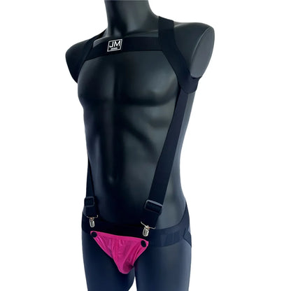 Sets Men Bodysuit Suspender Jumpsuits Nylon Jock Strap Harness Gay Underwear Jockstrap Laser Faux Leather Removable Penis Pouch