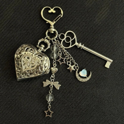 Original Hollow Heart Pocket Watch Chain Keychain Design Steampunk Clock Vintage Necklace Pendant Jewelry Watch Men Women Gift