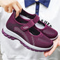 Summer Ladies Breathable Mesh Sport Shoes Lightweight Velcro Slip On Thick Sole Non Slip Elderly Women Walking Casual Sneakers