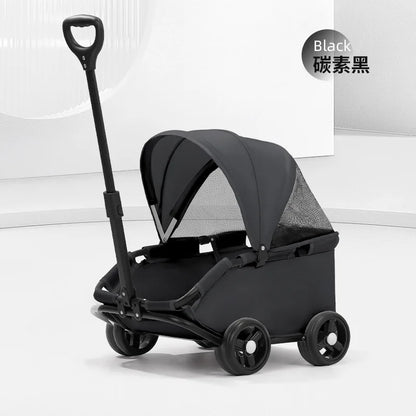 4-Wheel Dog Stroller with Sunshade Cover Pet Carrier for Outdoor Travel Shopping Walking Suitable for Small Dogs and Cats