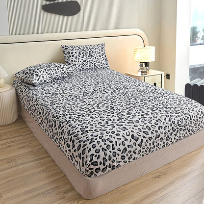 3pcs/set or 1pcs Leopard Print Fitted Sheet, Animal Pattern Bedding