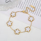 Classic Luxury Stainless Steel Bracelet Ladies Adjustable Five Flower Bracelets for Women New Fashion Party Jewelry Gifts Clover