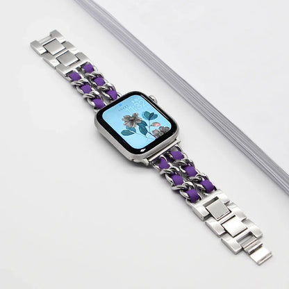 Apple Watch Woven-Accent Chain Bracelet Band