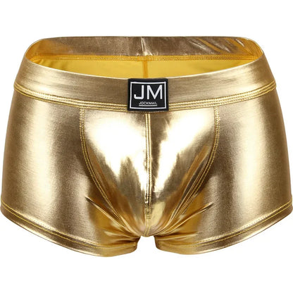 Sexy Men's Faux Black Leather Panties Gay Underwear Man Boxer Briefs Trunks Boxer Shorts and Underpants Boxers