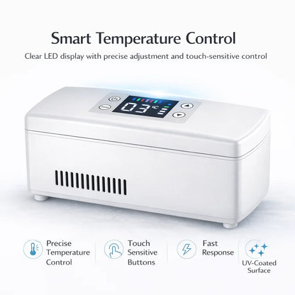 Portable Insulin Cooler Box 0-18°C Mini Fridge USB Rechargeable Travel Case with LCD Display 10200mAh