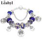 Antique Tibetan Silver Tree of Life Charm Bracelets Green Crystal Flower Bead Bracelet with Heart Diy Jewelry Pulsera Mujer