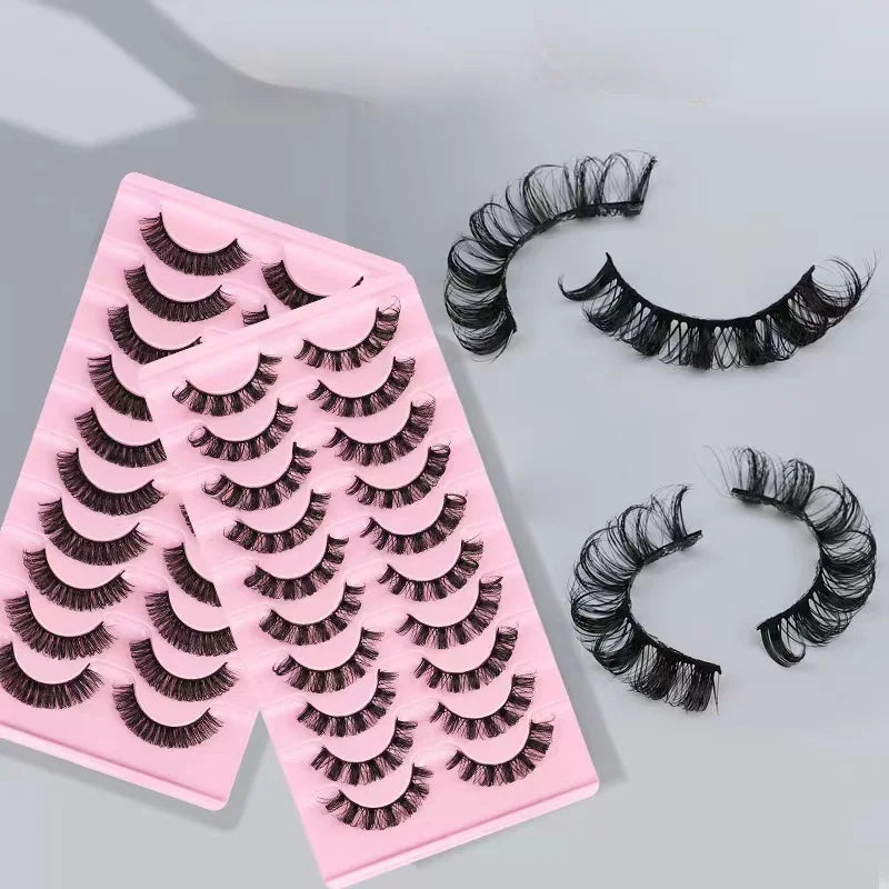 Simple Application Dramatic Russian 3D Mink Strip Lashes 10 Pairs Fake Eyelashes For Makeup Newbies & Vendors