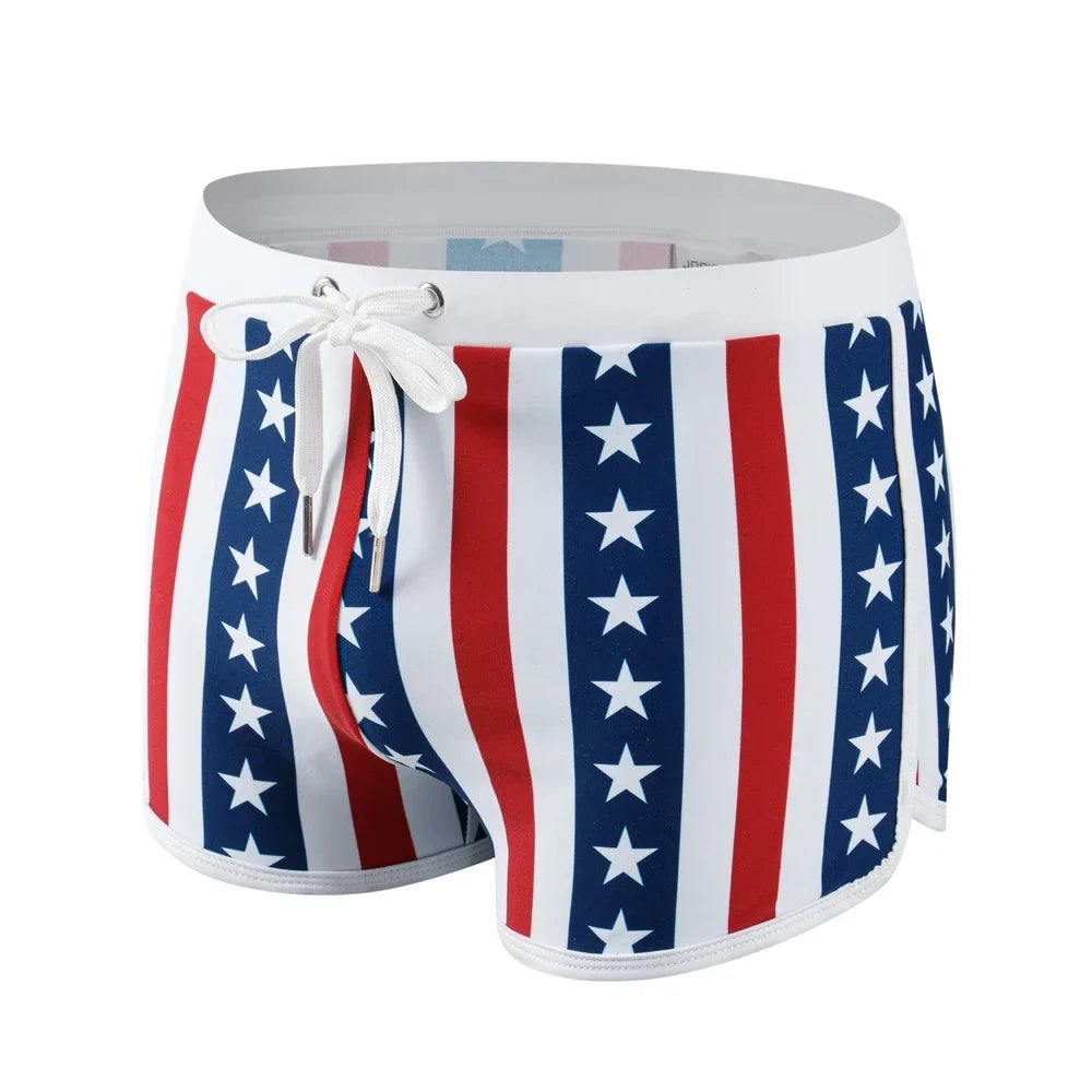 JOCKMAIL Print Men's Swimwear Trunks Sexy Beach Surfing Swim Suit Shorts Men Swimsuit Swimming Pants  Nylon Ice Silk Home Shorts