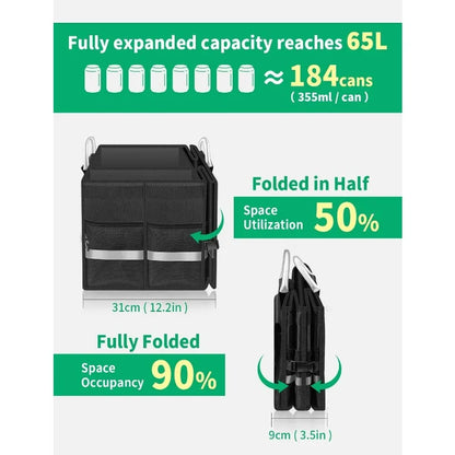Trunk Organizer Car Accessories Trunk Storage Waterproof Collapsible Durable Multi Compartments with Foldable Cover