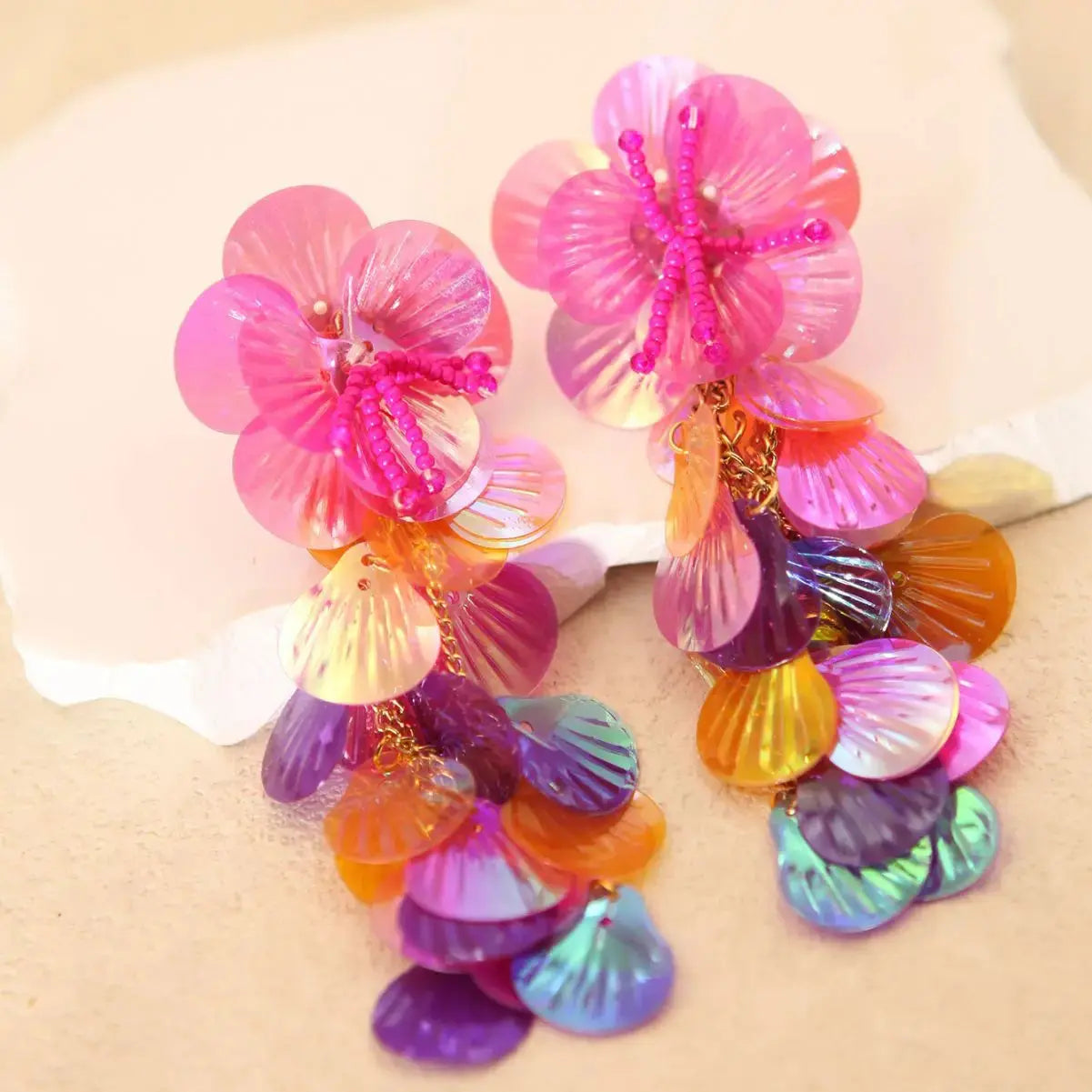Statement Earrings Earrings - Colorful Shell - Women's Statement Jewelry