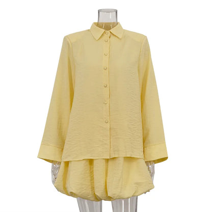 Spring Summer New Casual Fashion for Women with Turn-Down Collar Long