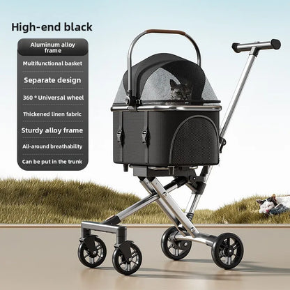 3 in 1 Pet Stroller for 20LBS Dogs Cats with Detachable Carrier Foldable Pet Travel Carrier for Car Seat Hand Carry Safe Outings