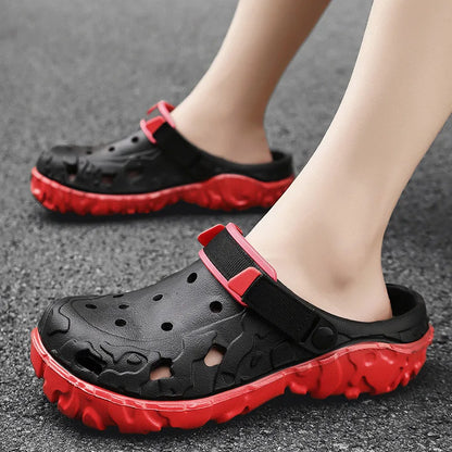 Sandals for Men Black Red Breathable Home Slippers Outdoor Fashion
