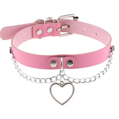Pink Harajuku Gothic Spike Rivet Star Necklaces Collares Hip Hop Rock Black Bowknot PU Lace Leather Sexy Y2K Girl Choker Jewelry