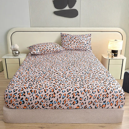 3pcs/set or 1pcs Leopard Print Fitted Sheet, Animal Pattern Bedding