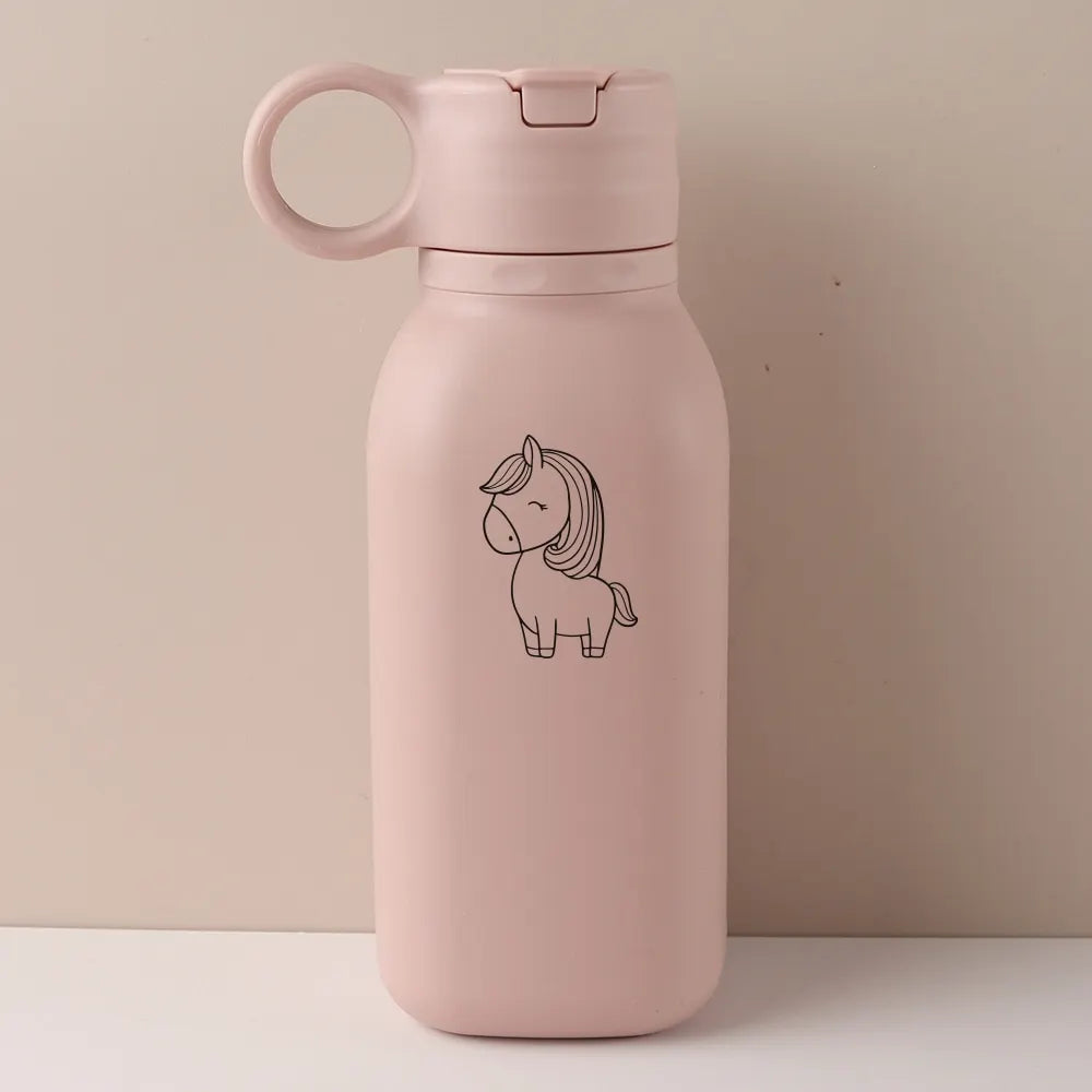 450ML Custom Name Silicone Straw Cup, Personalized Cartoon Pattern Water Bottle, Leakproof Sports Water Bottle for Kids Adults