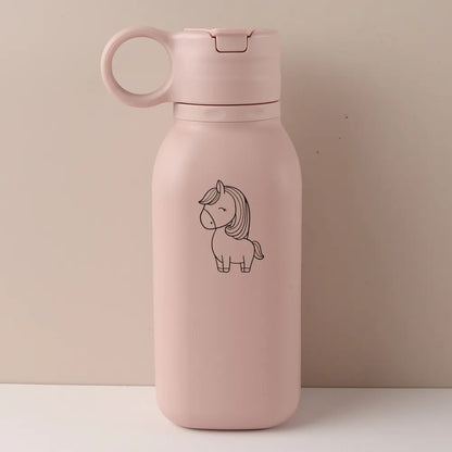 450ML Custom Name Silicone Straw Cup, Personalized Cartoon Pattern Water Bottle, Leakproof Sports Water Bottle for Kids Adults