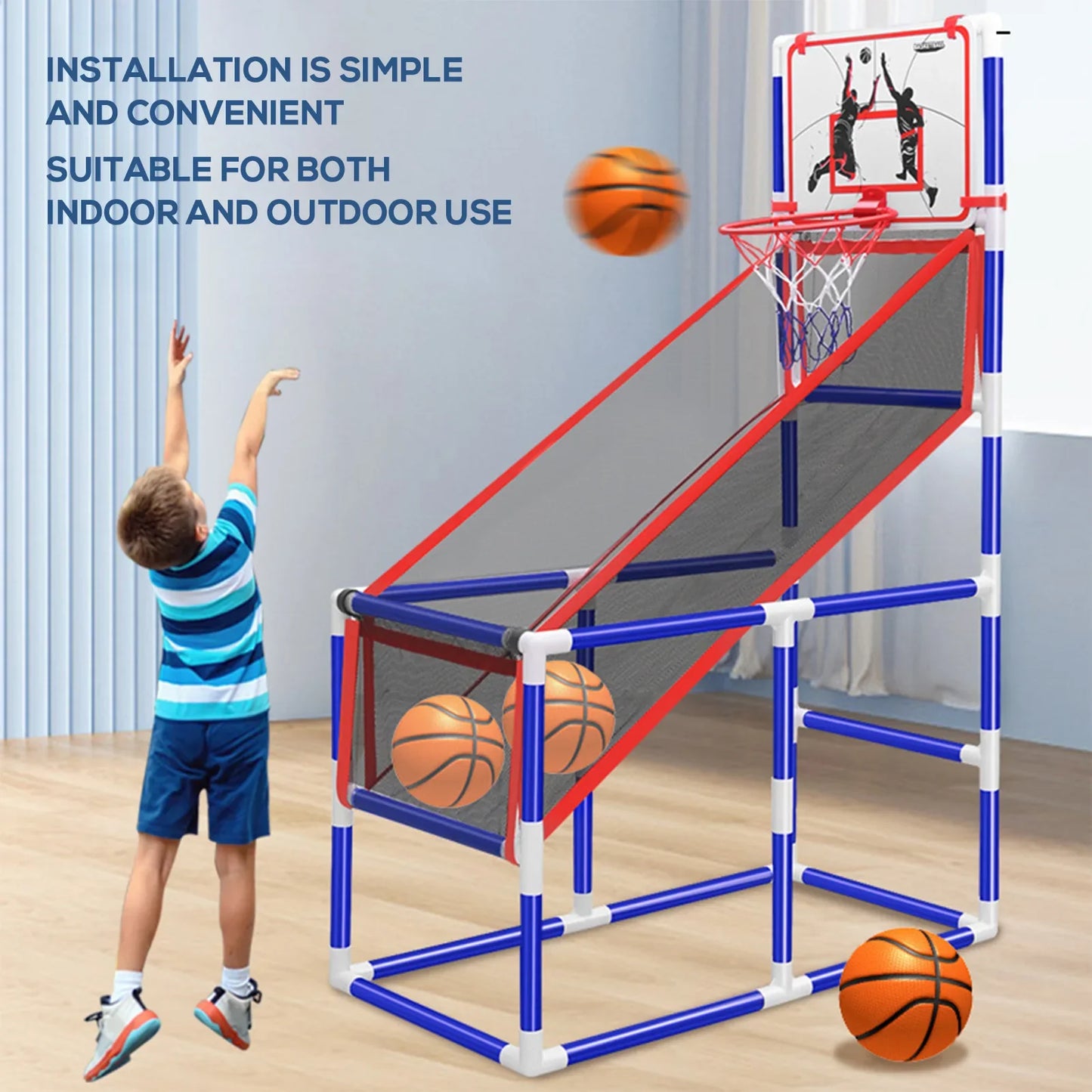 Basketball Game Set Kids Basketball Hoop for Indoor Outdoor with 4