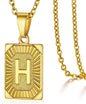 Initial Pendant Necklace for Women Simple Stainless Steel Cuba Link Charm Letter Square Necklace Men Jewelry Couple Gift