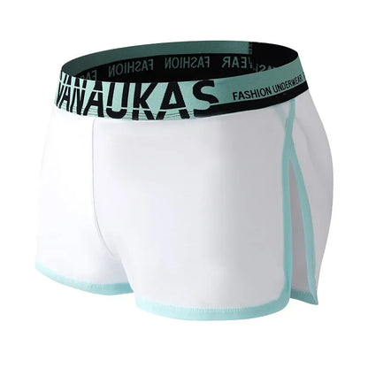 Men's Ice Silk Boxer Shorts Homewear Breathable Wide Side Arrow Pants