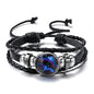 Luminous 12 Zodiac Constellation Sign Braided Couples Leather Bracelet For men Black Rope Charm Party Grow in the dark Jewelry