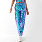 Red Women's Fashion Aurora Laser Gradual Change High Waist Straight Pants, Blue Thin Female Stretch Trousers, 2025 New