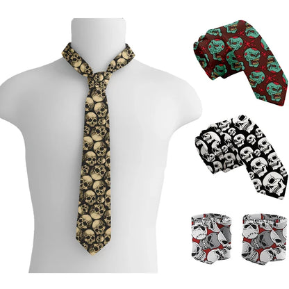 Fashion skull 3D printed tie art design personality tie adult 8cm wide polyester slim shirt suit party accessories