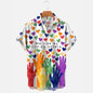 New men's street fashion summer daily shirt Hawaiian colorful rainbow print casual loose shirt short sleeved beach loose top