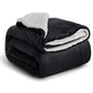 Sherpa Fleece Blanket Throw Black Soft Reversible Thick Plush Blankets Microfiber Winter Bed Blanket for Camping Couch Sofa