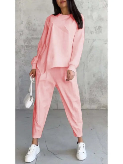 Autumn Winter Solid Color Casual Loose Irregular Long Sleeve Hoodie