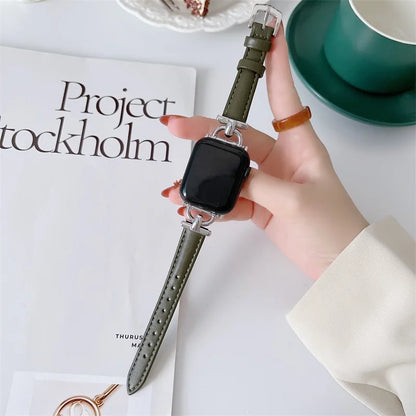 Apple Watch Slim Leather Band with Decorative Connectors