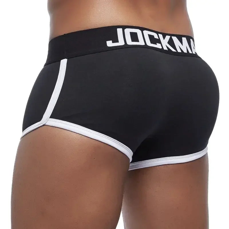 JOCKMAIL Brand sexy men underwear bulge enhancing men Boxer include Penis pad and hips buttocks double Removable push up cup