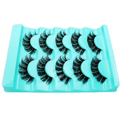 5 Pairs Lashes DD Curl Russian Lashes 3D Faux Mink Eyelashes Reusable Fluffy Russian Strip Lashes Eyelash Extension